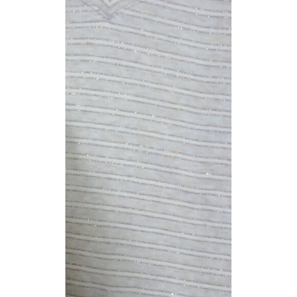 Talbots Top‎ Metallic Stripe Long Sleeve V-Neck Cream Size Large - Picture 4 of 6